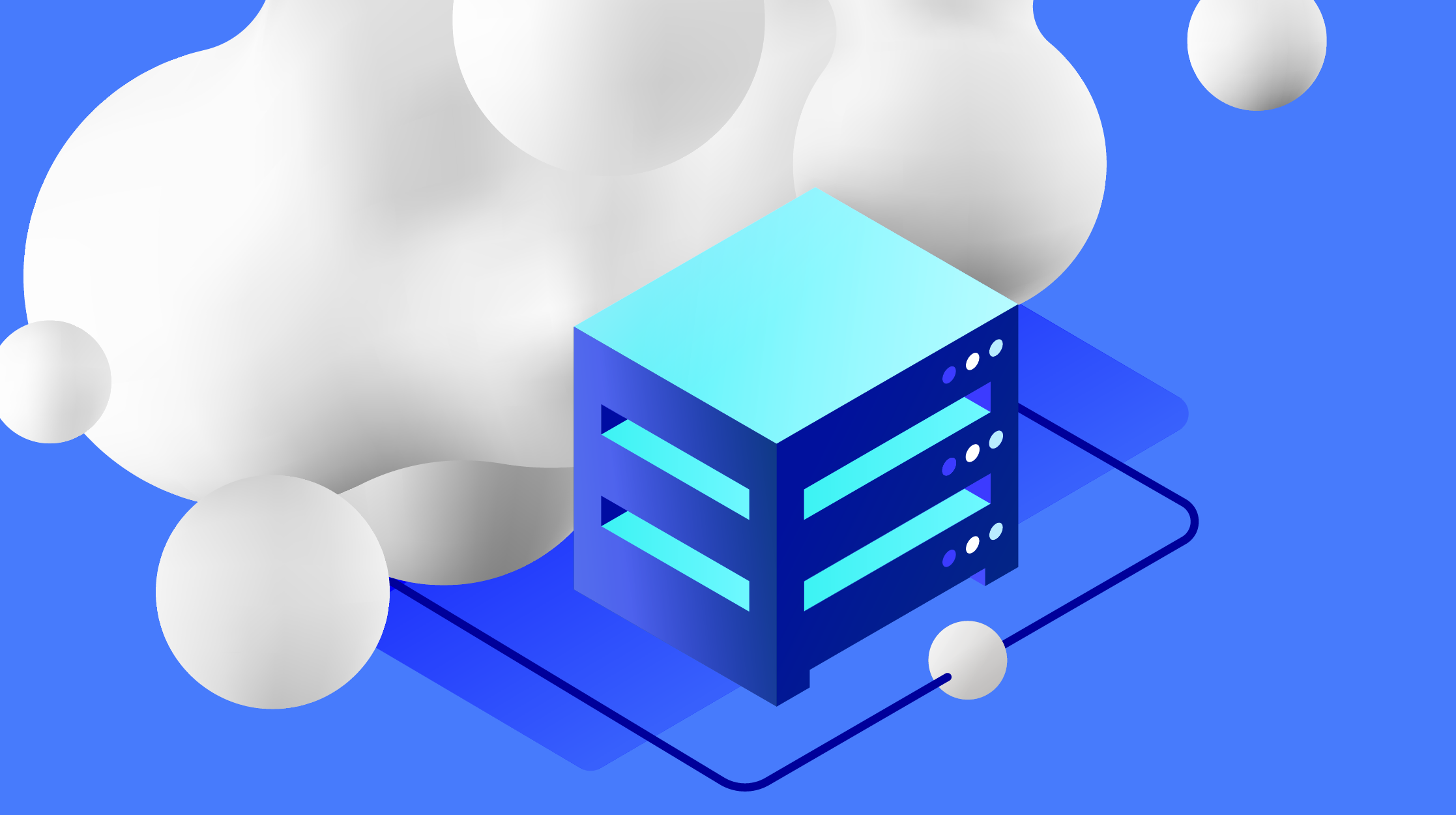 Cloud next to stack of servers