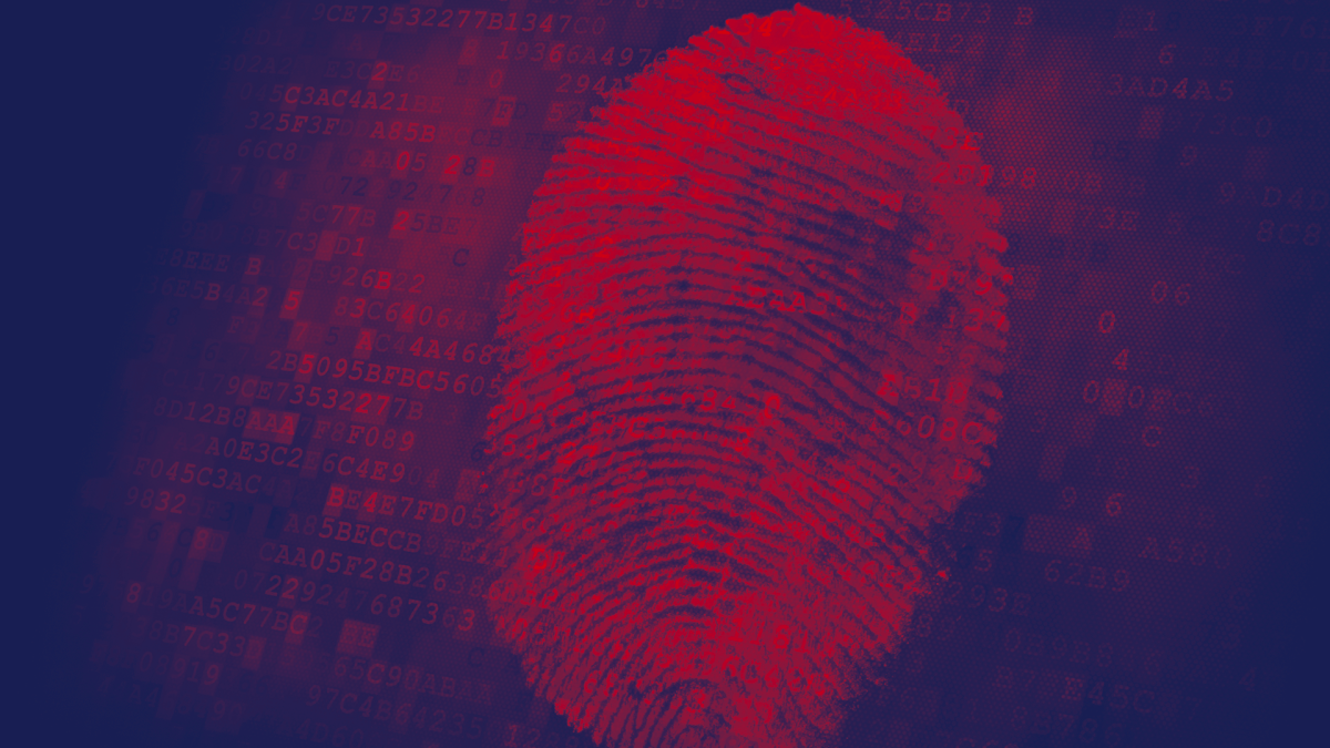 Illustration depicting fingerprint for cyber defense