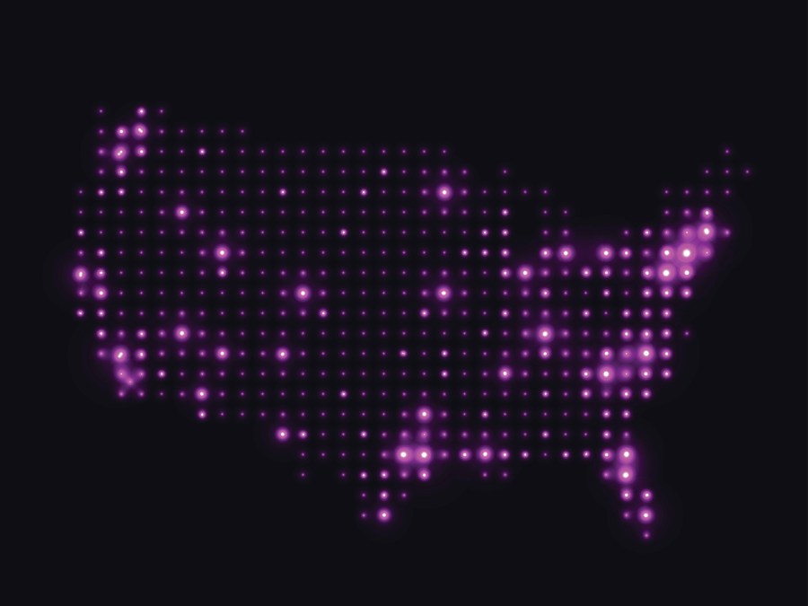 USA, map, data, robotic process automation