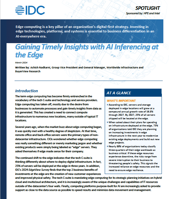 Gaining Timely Insights with AI Inferencing at the Edge