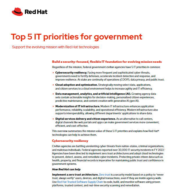 Red Hat IT Priorities for Govt