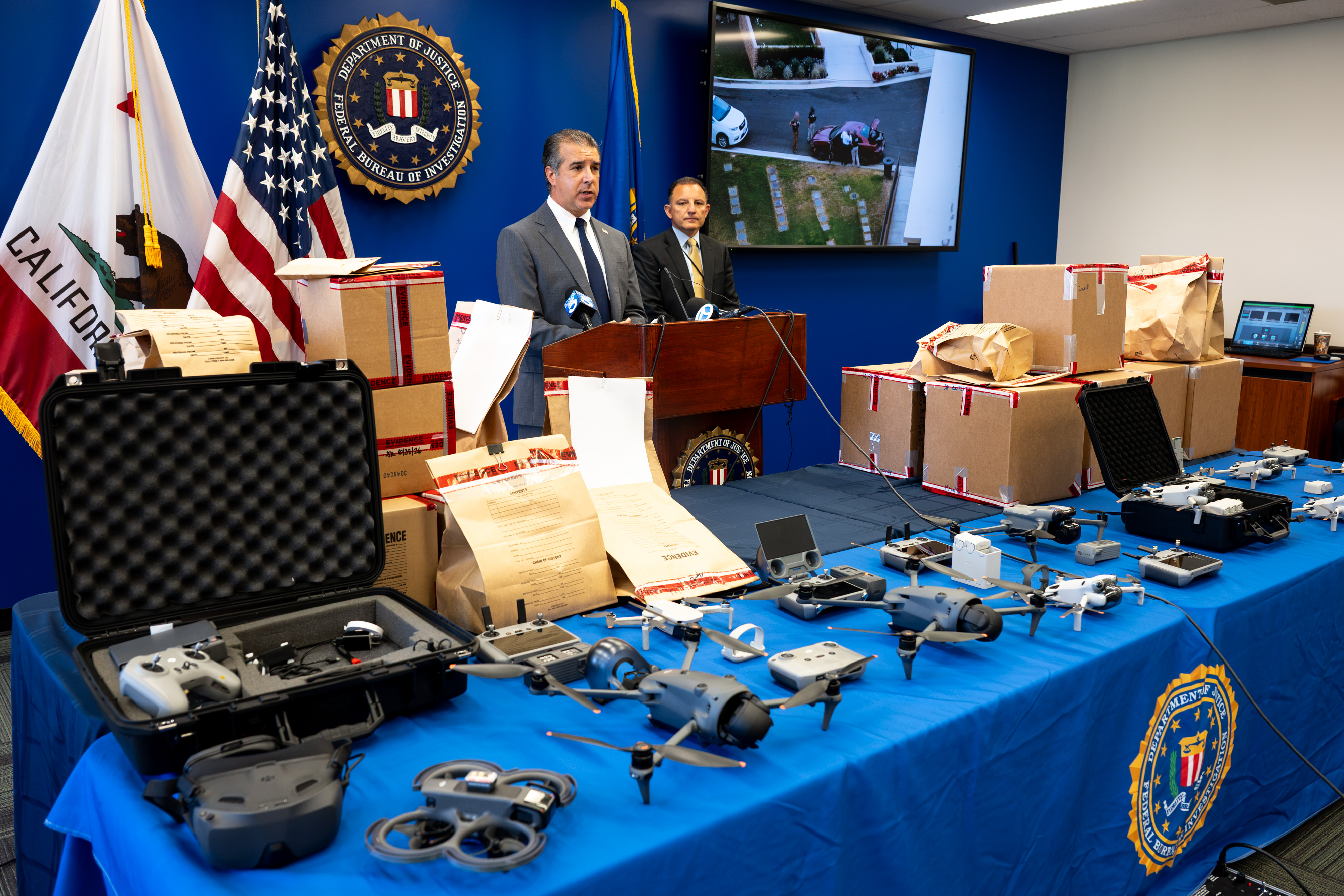 FBI counter-drone operators inspect confiscated UAS after the 2026 World Cup