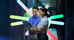 Two individuals looking at technology